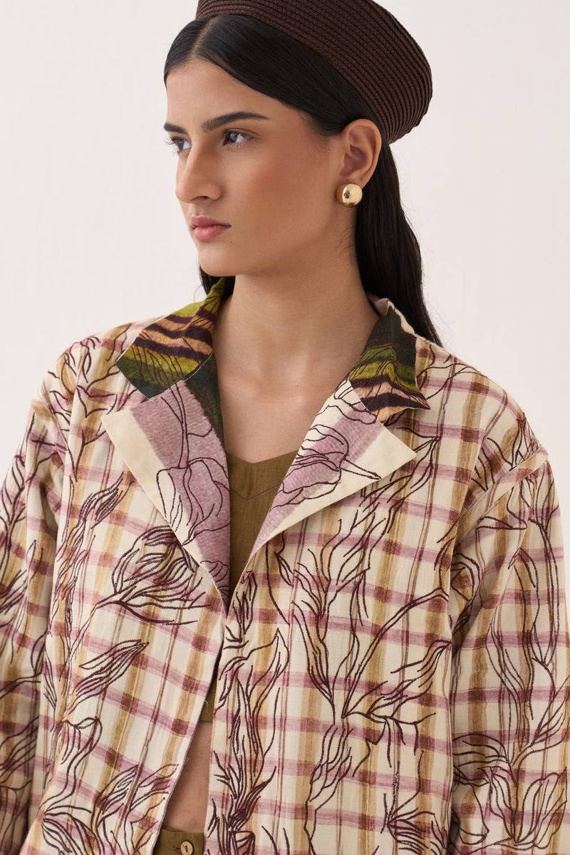 Hari Reversible Trench Jacket bemberg muslin jacket/overlay by O'Frida in multi-color for women Worldwide