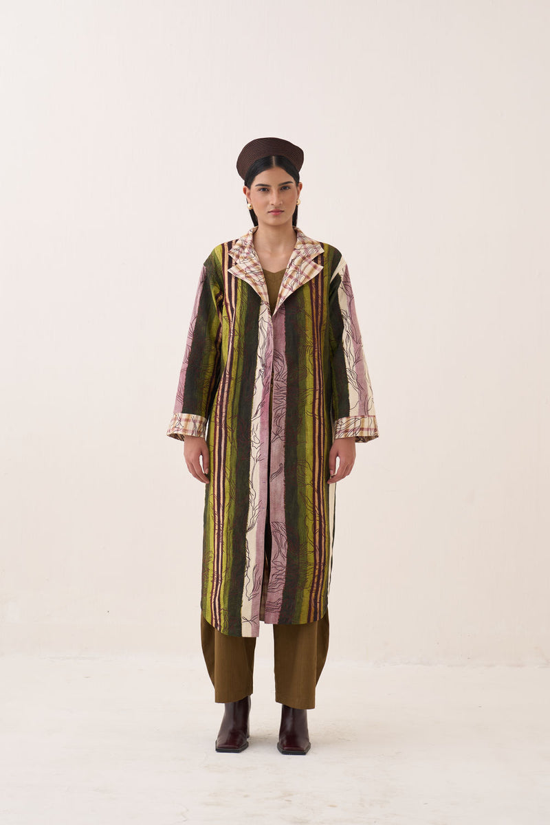 Hari Reversible Trench Jacket bemberg muslin jacket/overlay by O'Frida in multi-color for women Worldwide
