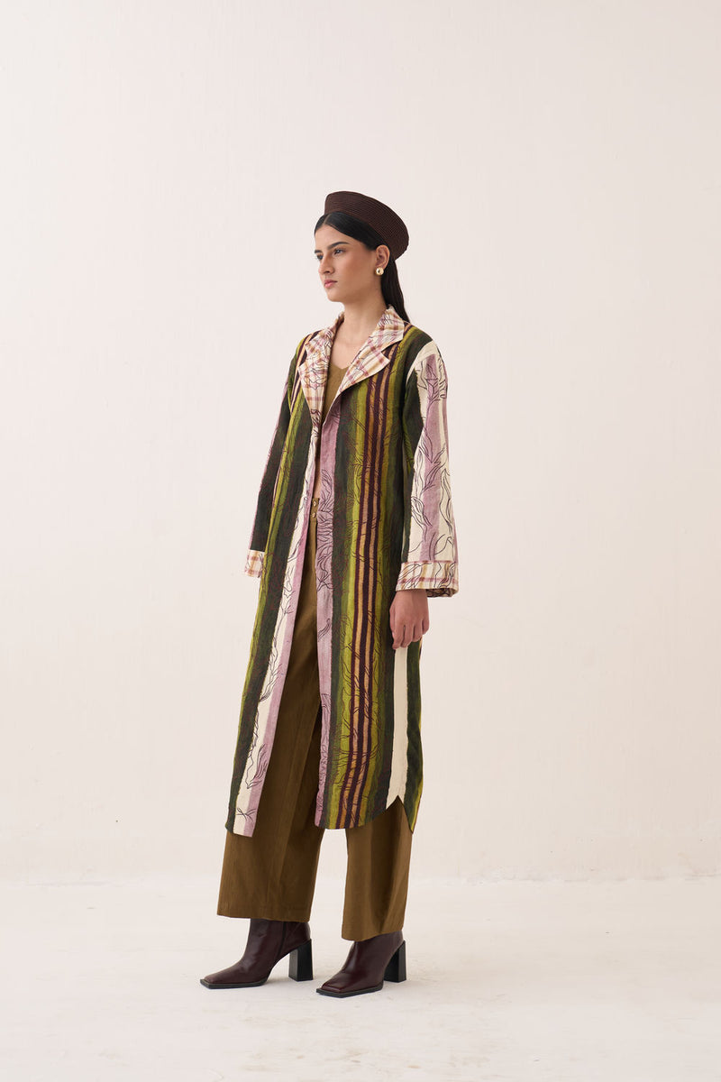Hari Reversible Trench Jacket bemberg muslin jacket/overlay by O'Frida in multi-color for women Worldwide