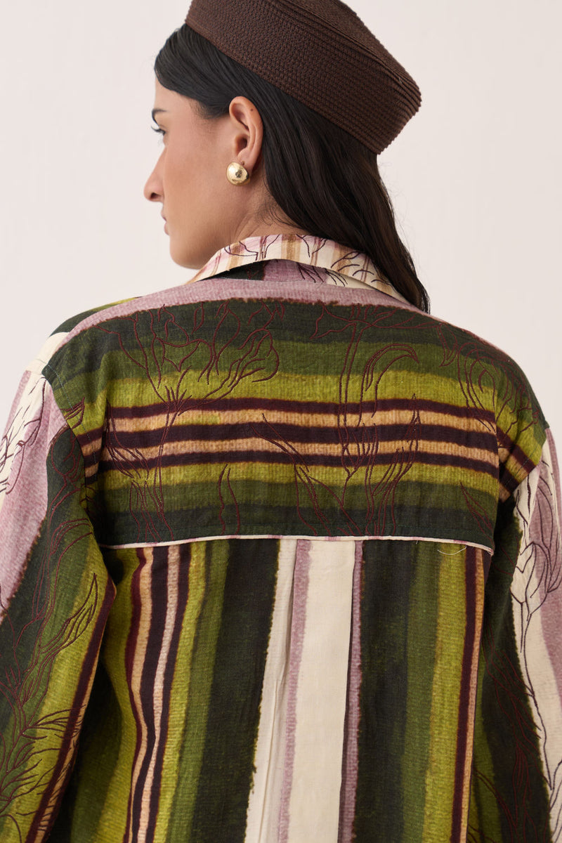 Hari Reversible Trench Jacket bemberg muslin jacket/overlay by O'Frida in multi-color for women Worldwide