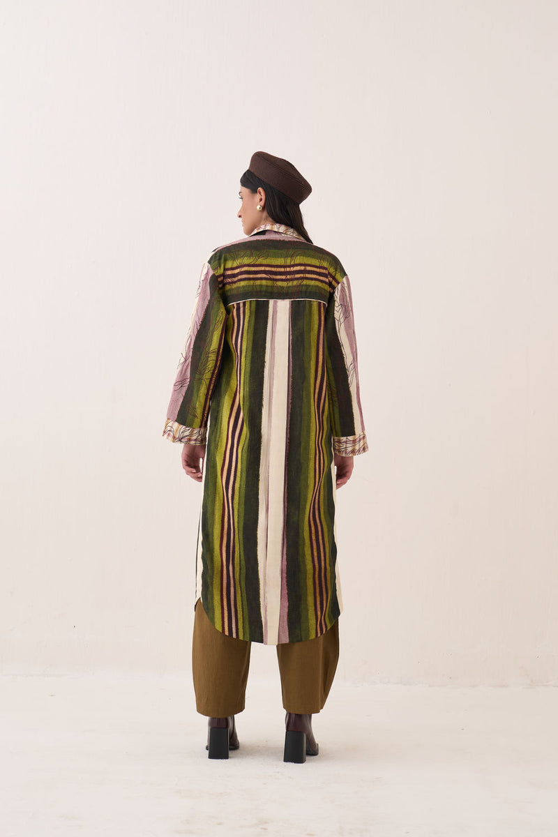 Hari Reversible Trench Jacket bemberg muslin jacket/overlay by O'Frida in multi-color for women Worldwide