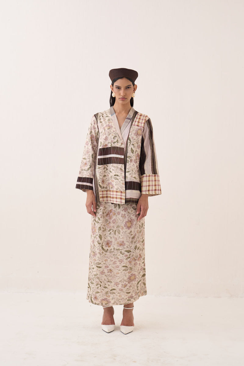 OFR 10 Patchwork Jacket cotton slub and bembel muslin jacket/overlay by O'Frida in ivory for women Worldwide