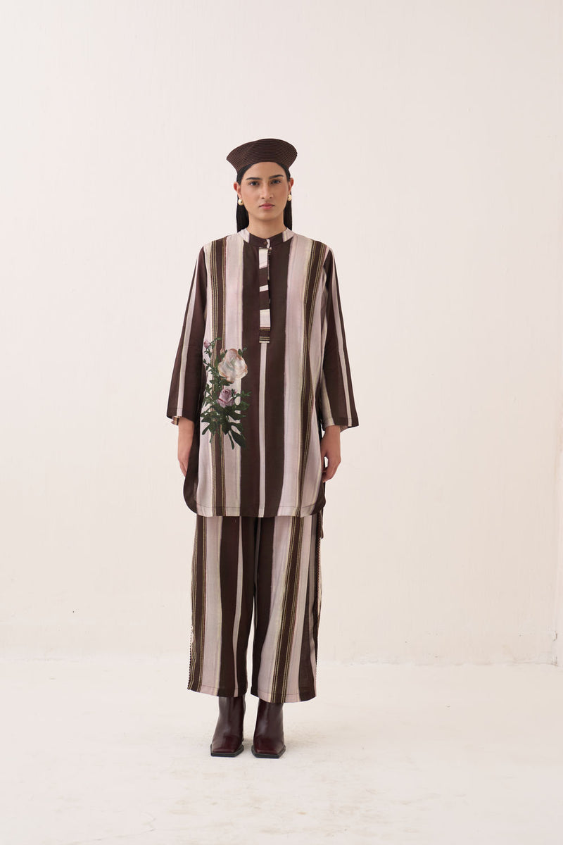 Shyam Mantesh KD bemberg muslin kurta/kurta set by O'Frida in brown for women Worldwide