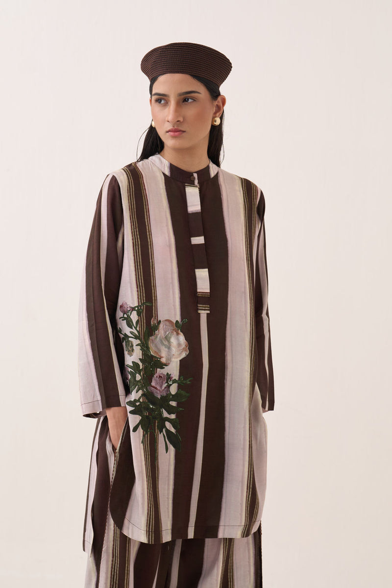 Shyam Mantesh KD bemberg muslin kurta/kurta set by O'Frida in brown for women Worldwide