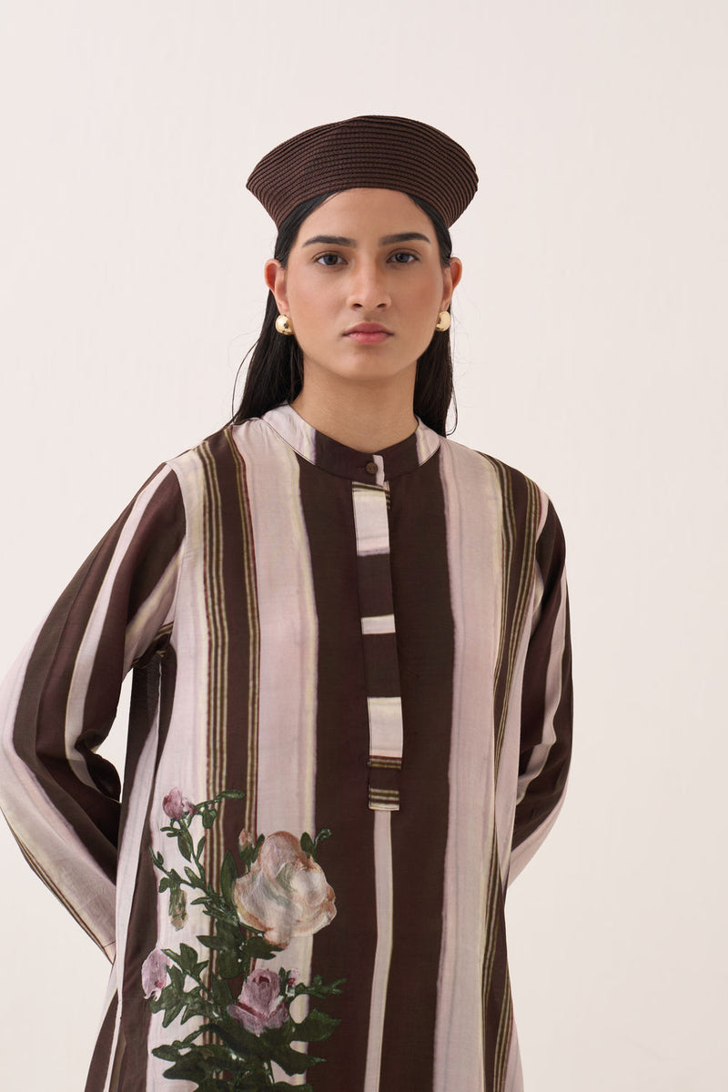 Shyam Mantesh KD bemberg muslin kurta/kurta set by O'Frida in brown for women Worldwide