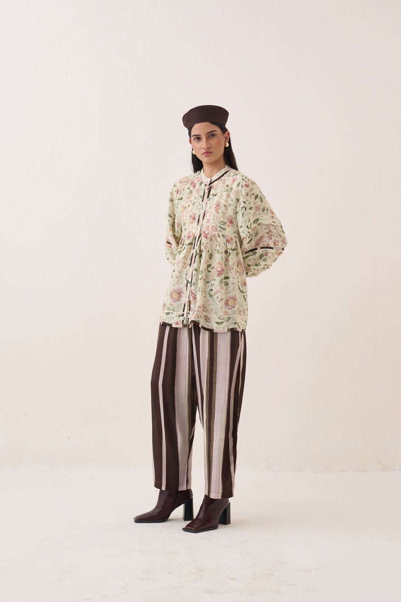 Gulzar Boheme Top Set bemberg muslin co-ord set by O'Frida in ivory for women Worldwide