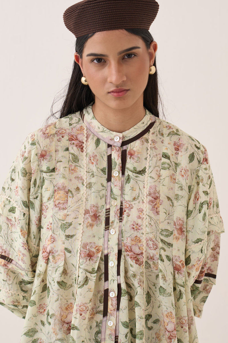 Gulzar Boheme Top bemberg muslin top/shirt by O'Frida in ivory for women Worldwide