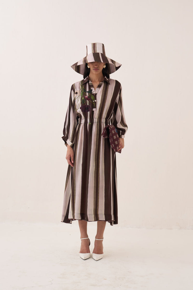 Shyam Poem Dress bemberg muslin dress by O'Frida in brown for women Worldwide