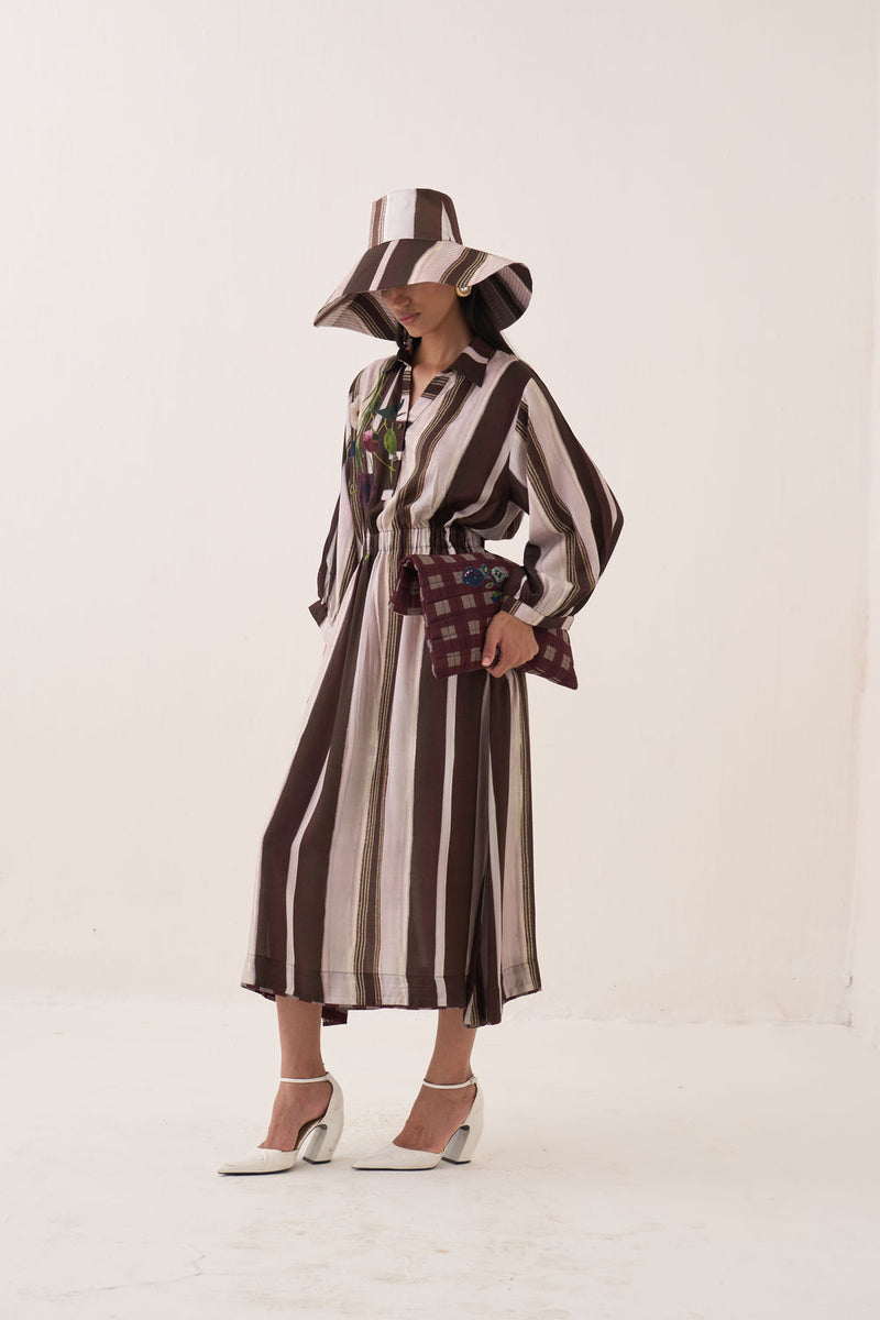 Shyam Poem Dress bemberg muslin dress by O'Frida in brown for women Worldwide