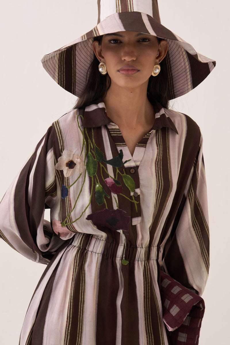 Shyam Poem Dress bemberg muslin dress by O'Frida in brown for women Worldwide