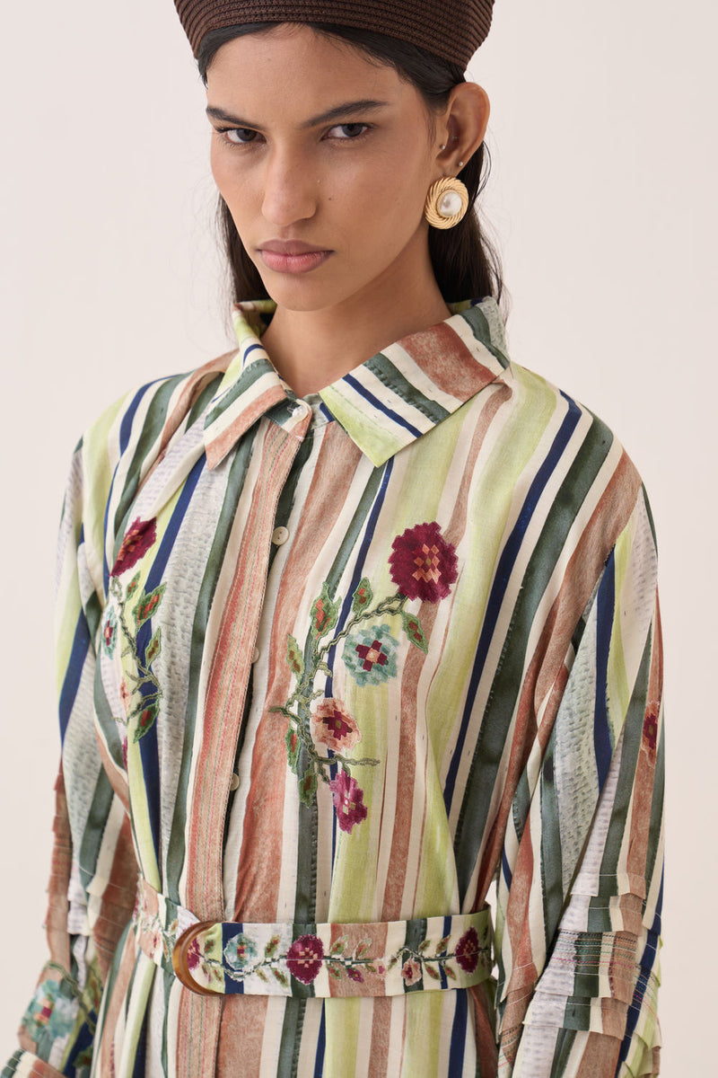 Rekha Bloomist Dress bemberg muslin dress by O'Frida in green for women Worldwide