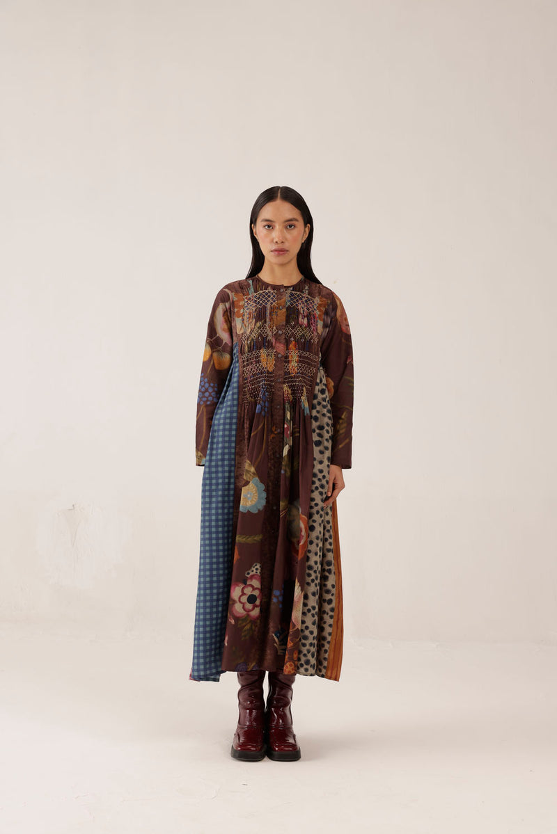 Frida Dress-Floret cotton silk dress by CORD in multi-color for women Worldwide
