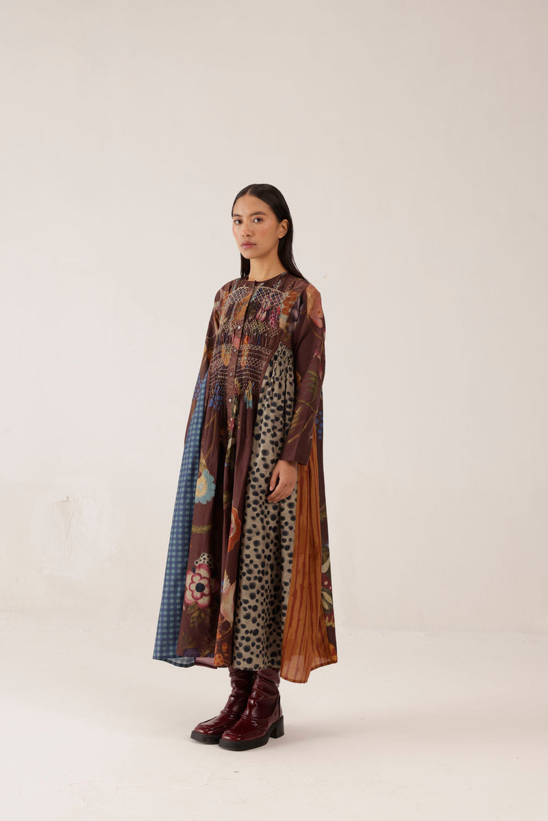Frida Dress-Floret cotton silk dress by CORD in multi-color for women Worldwide