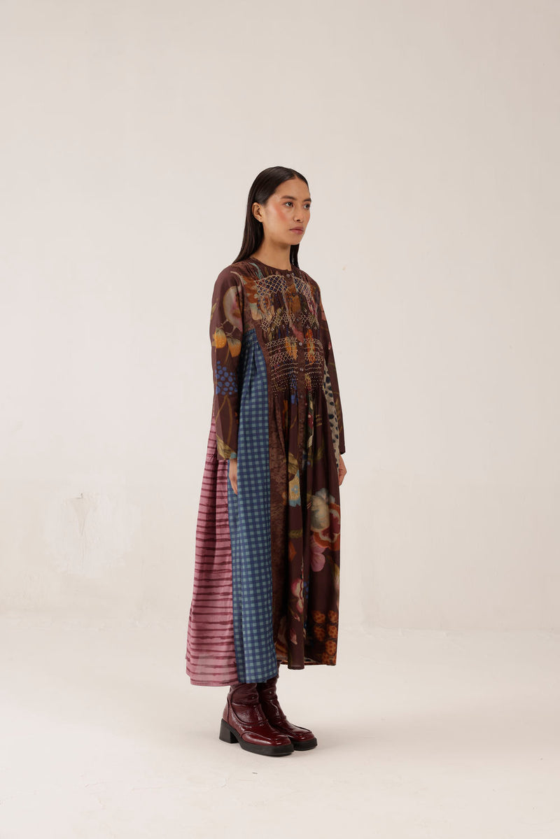 Frida Dress-Floret cotton silk dress by CORD in multi-color for women Worldwide