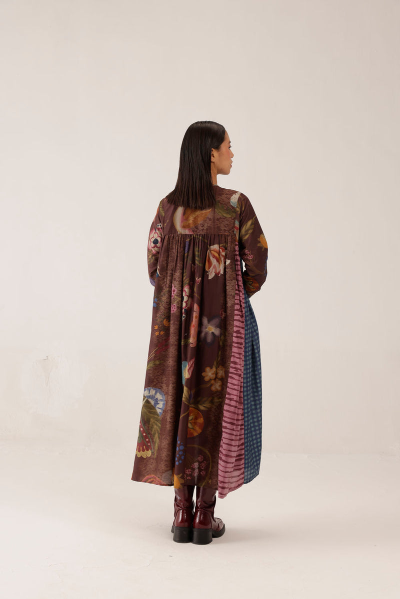 Frida Dress-Floret cotton silk dress by CORD in multi-color for women Worldwide
