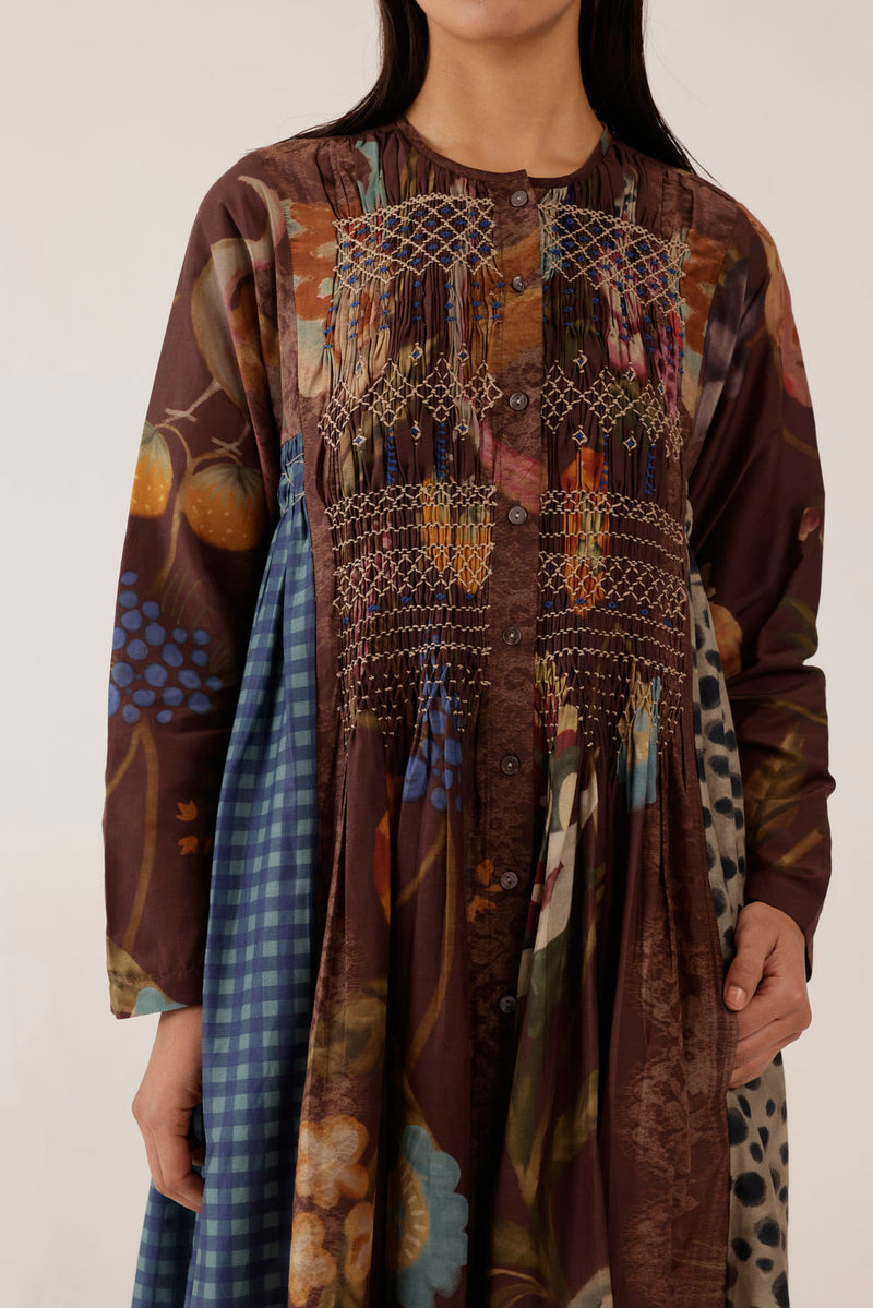 Frida Dress-Floret cotton silk dress by CORD in multi-color for women Worldwide