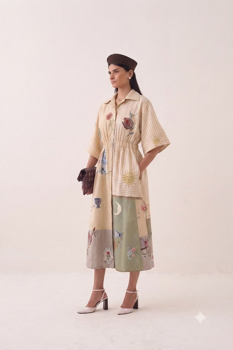 Nakshatra Poem Dress poplin dress by O'Frida in multi-color for women Worldwide