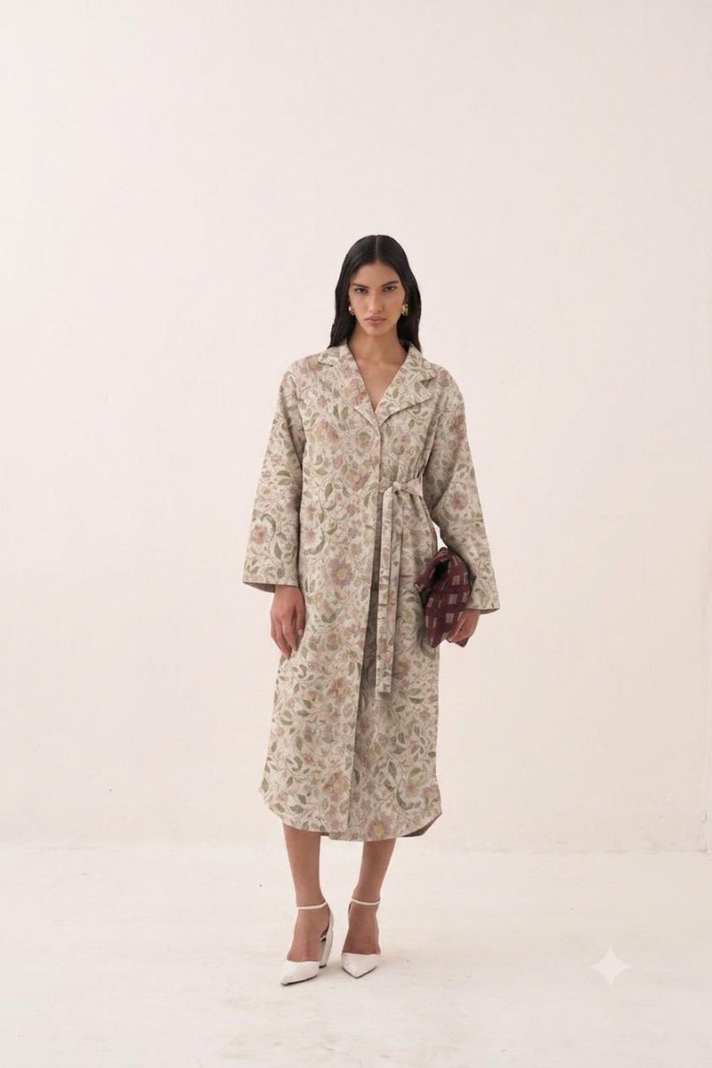 Gulzar Wrap Trench bemberg muslin dress by O'Frida in off white for women Worldwide