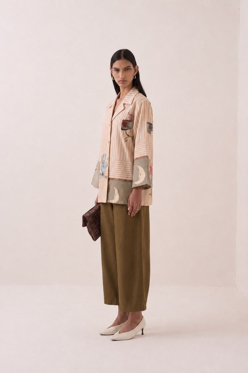 Nakshatra Psyflora Shirt poplin jacket/overlay by O'Frida in multi-color for women Worldwide