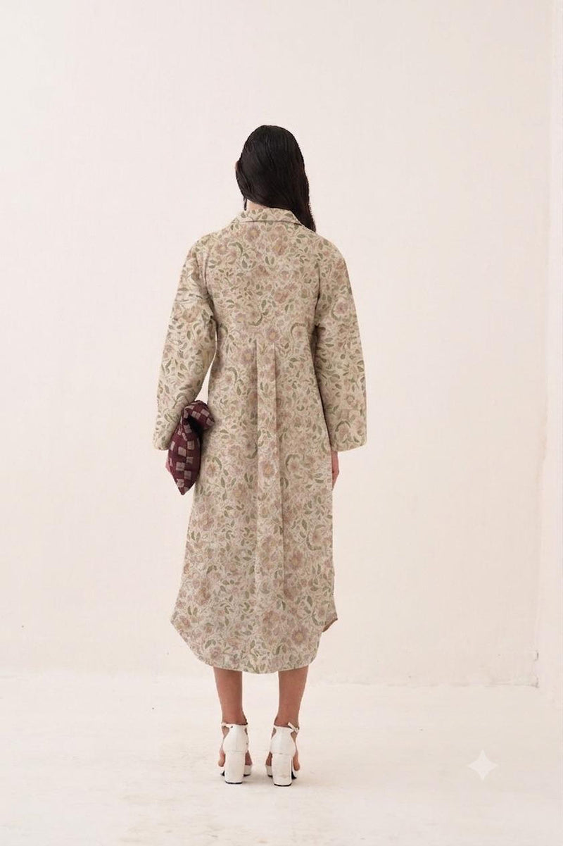 Gulzar Wrap Trench bemberg muslin dress by O'Frida in off white for women Worldwide
