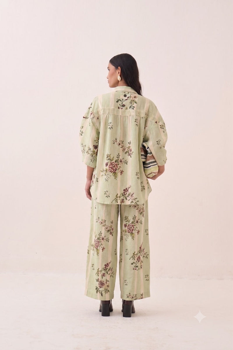 Bagiya Barrel Pants cotton slub pant/trouser by O'Frida in green for women Worldwide