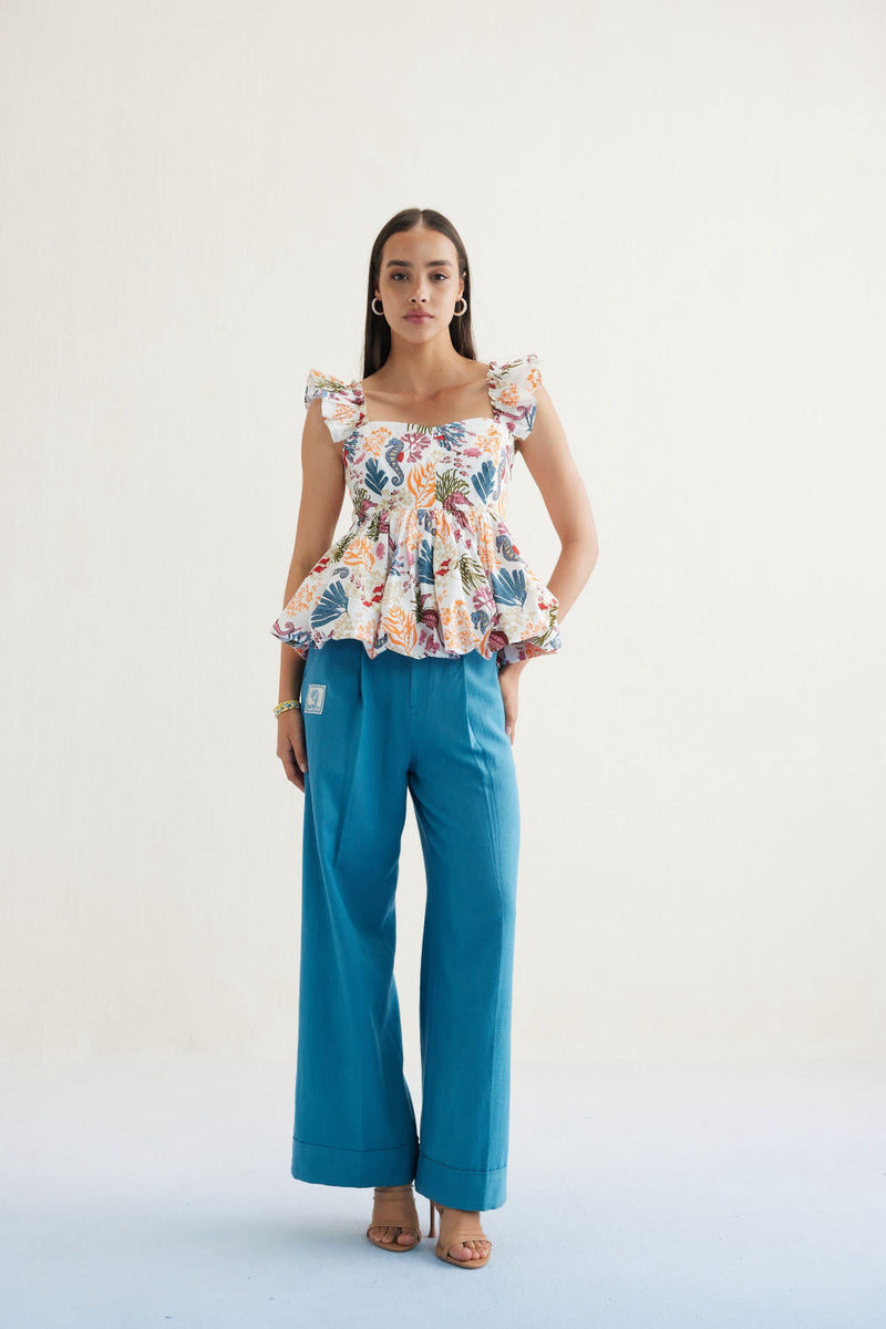 Coral Life Organic Cotton Blouse poplin by SUI in white color for women Worldwide