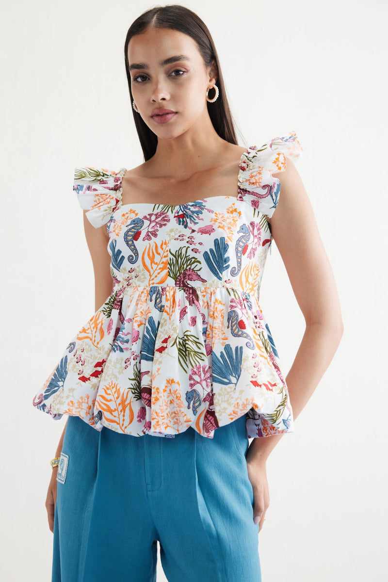 Coral Life Organic Cotton Blouse poplin by SUI in white color for women Worldwide