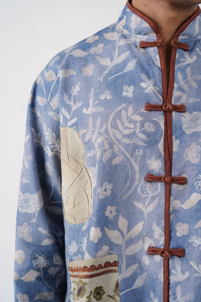 Knot Jacket-Crumpled Wallpaper linen jacket by CORD MEN in multi-color for men Worldwide