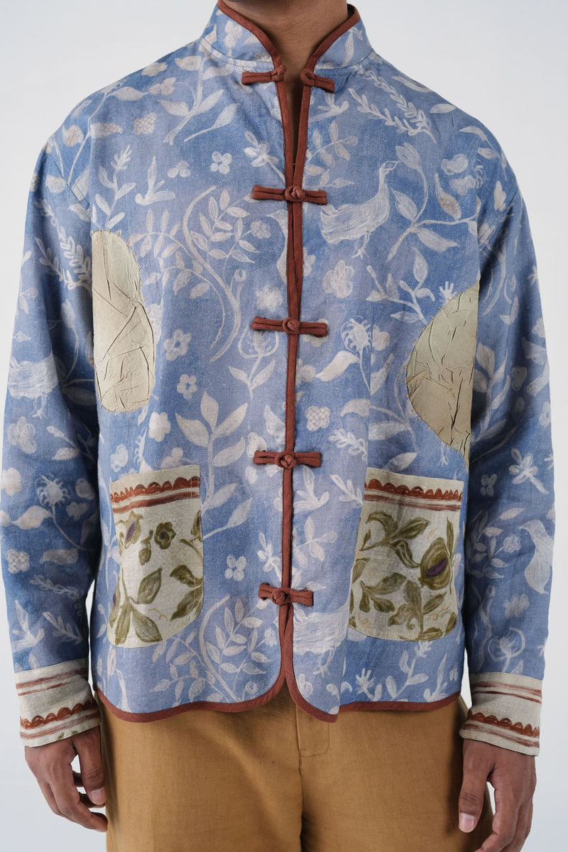 Knot Jacket-Crumpled Wallpaper linen jacket by CORD MEN in multi-color for men Worldwide