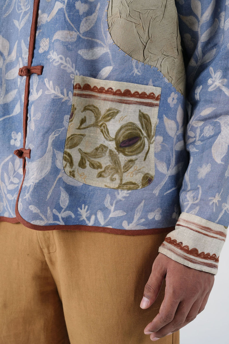 Knot Jacket-Crumpled Wallpaper linen jacket by CORD MEN in multi-color for men Worldwide