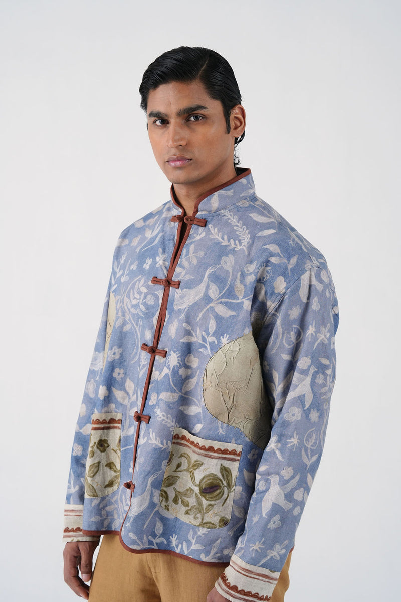 Knot Jacket-Crumpled Wallpaper linen jacket by CORD MEN in multi-color for men Worldwide