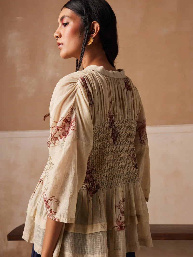 Jade top-Peony print cotton by CORD for women Worldwide