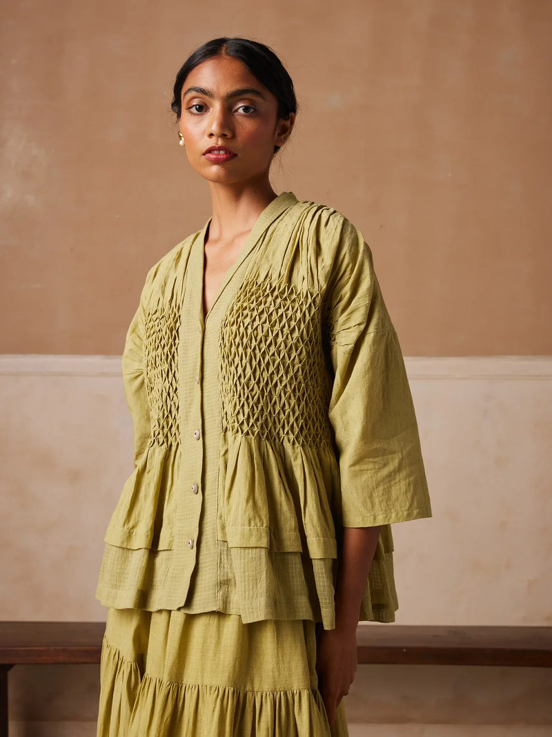 Jade top-Lime green cotton by CORD for women Worldwide