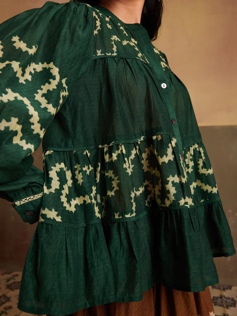 Tier Top-Indigo-Emerald Spiral cotton by CORD for women Worldwide