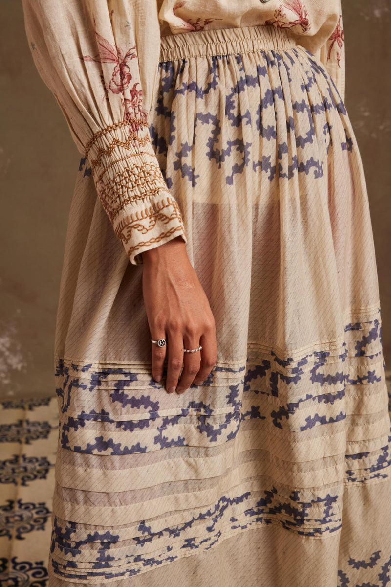 Farmer Set (Top + Skirt)-Peony-Spiral cotton by CORD for women Worldwide