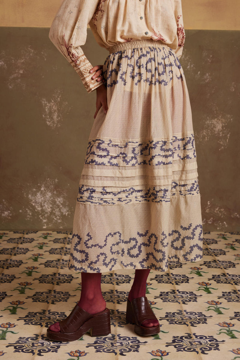 Farmer Set (Top + Skirt)-Peony-Spiral cotton by CORD for women Worldwide