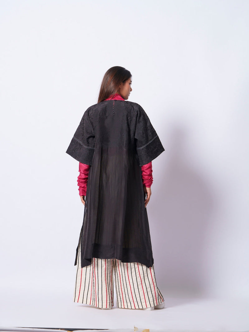 Cord Pants-Ivory + Black + Red handwoven cotton pants/trousers by Stoique in ivory, black, red for women Worldwide