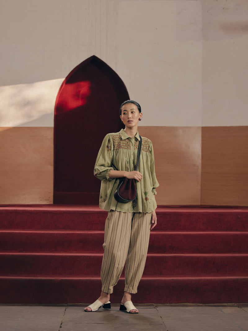 Pleat Pant - Striper Brown by CORD for Worldwide