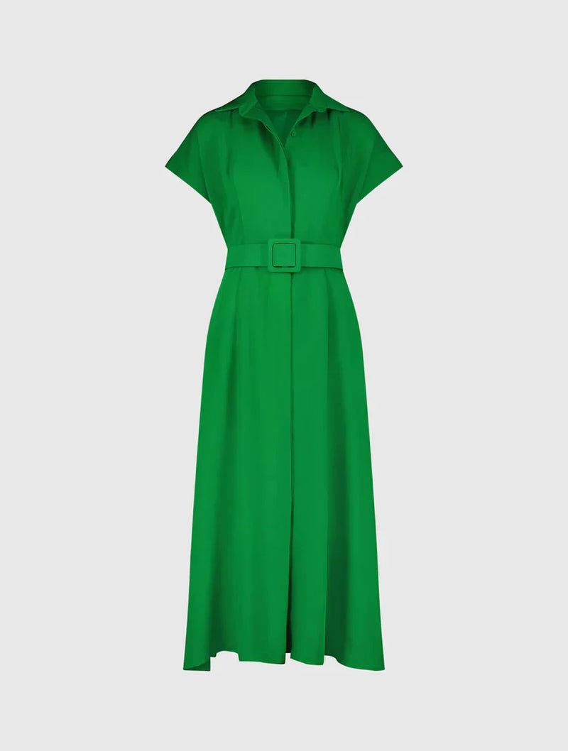 21000-Midi Dress With Belt-Spring Green by Mac Duggal in green color for women Worldwide
