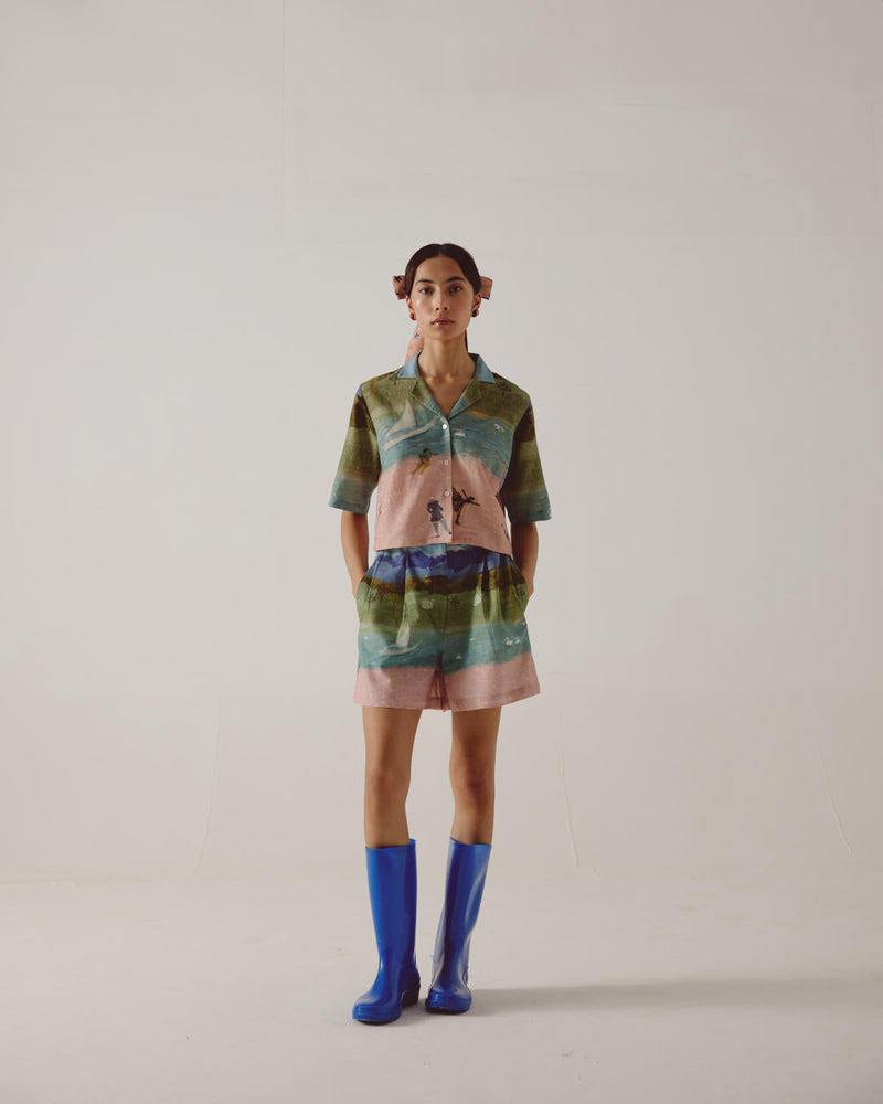 Crop Set-Skater cotton by CORD in multi for women Worldwide
