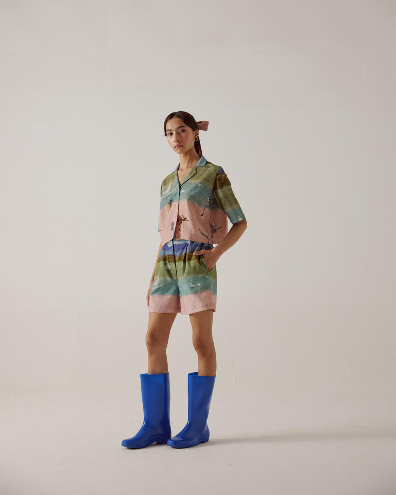 Crop Set-Skater cotton by CORD in multi for women Worldwide