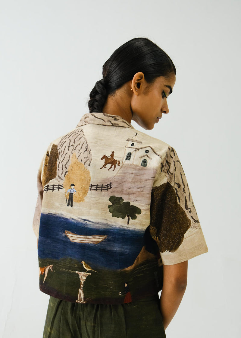 Crop Shirt-Village Print by CORD for women Worldwide