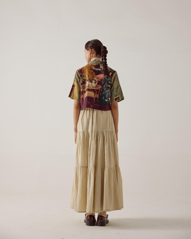 Crop Shirt -High Tea cotton by CORD in multi for women Worldwide