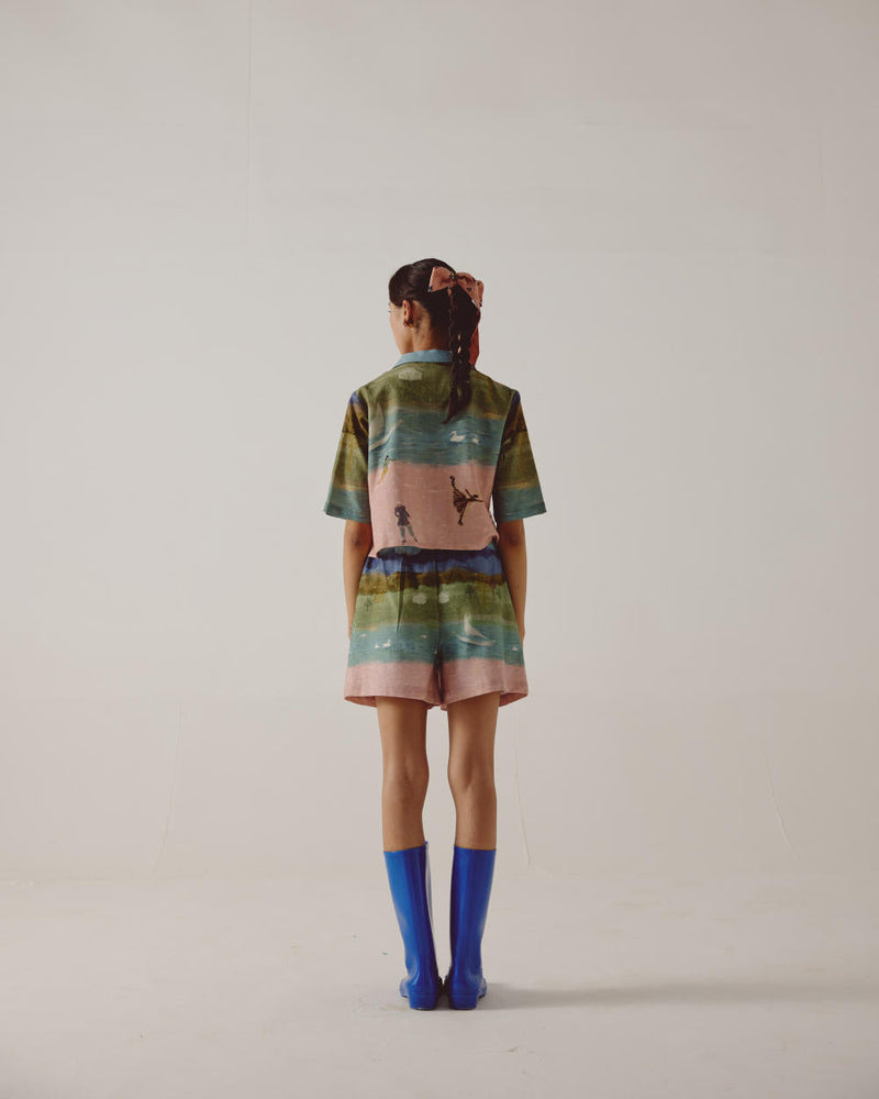 Crop Shirt-Skater cotton by CORD in multi for women Worldwide