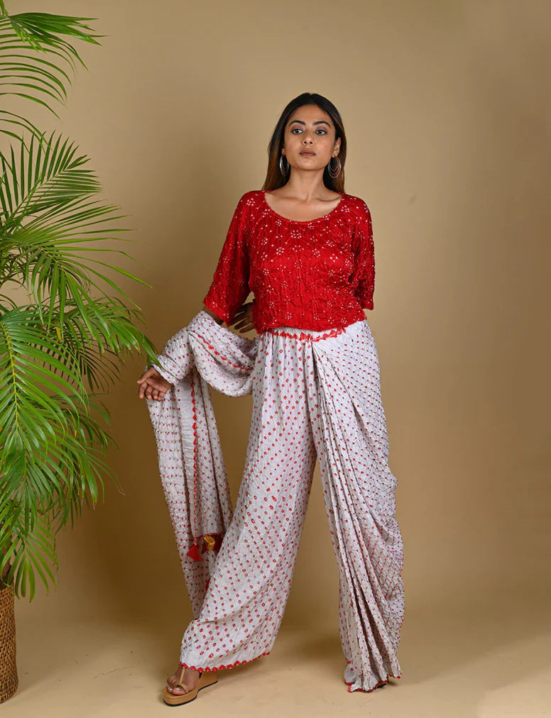 CROP TOP-RED silk by Dyelogue in red color for women Worldwide