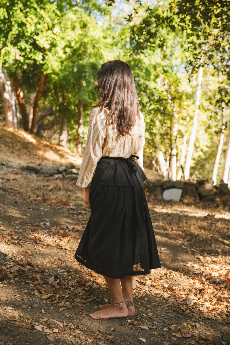 Crow Gather Skirt — Black cotton by World of Crow in black color for women Worldwide