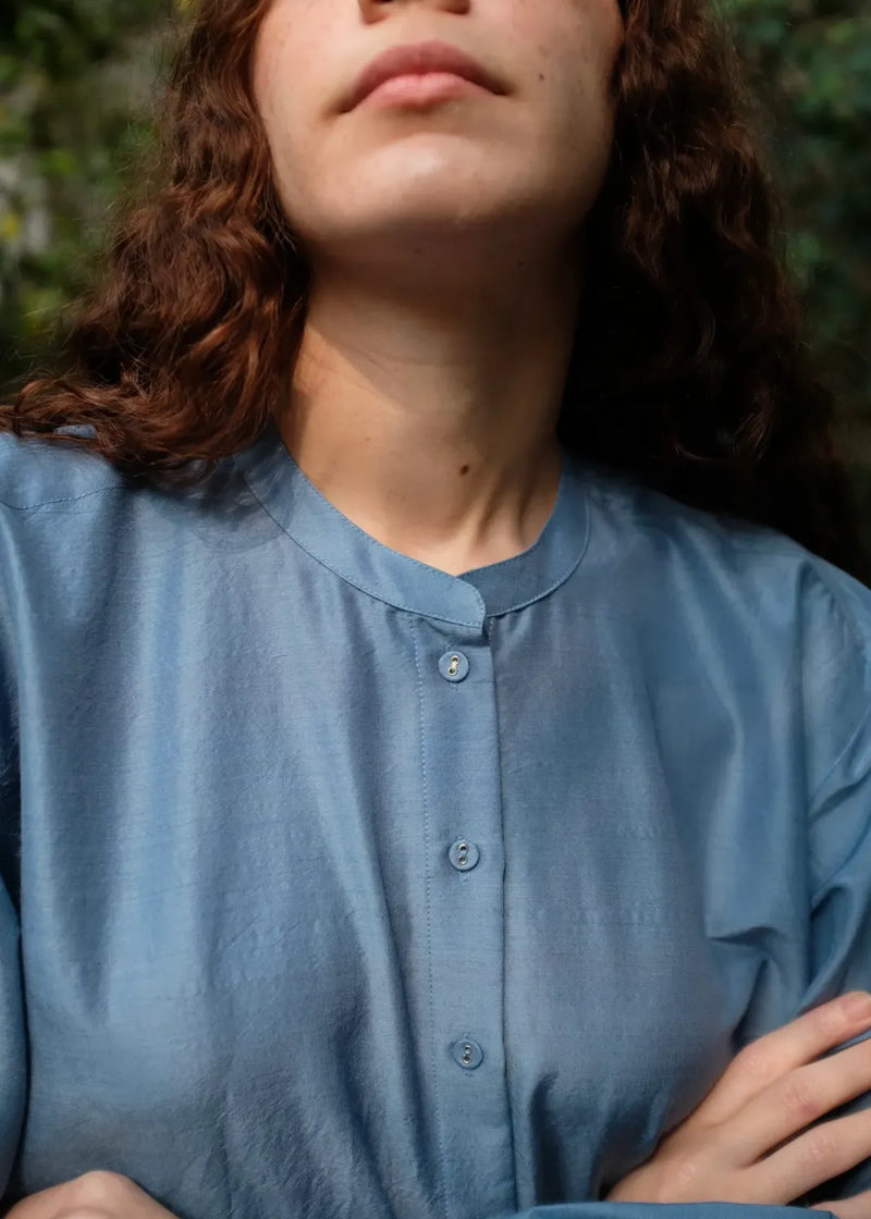 Cynthida - Mason Blue silk by MASON AND MILL in blue color for women Worldwide