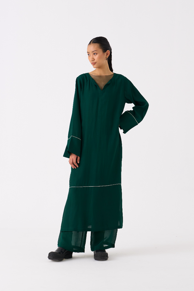 V-NECK KAFTAN- DARK GREEN