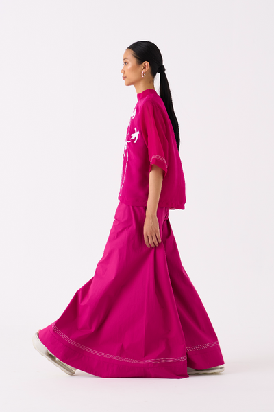 WIDE LEG BROAD BOTTOM-FUSCHIA