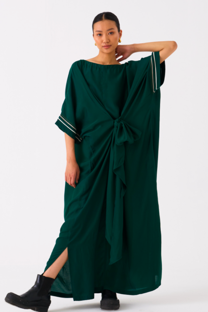TIE KAFTAN-GREEN bemberg by THREE in green color for women Worldwide